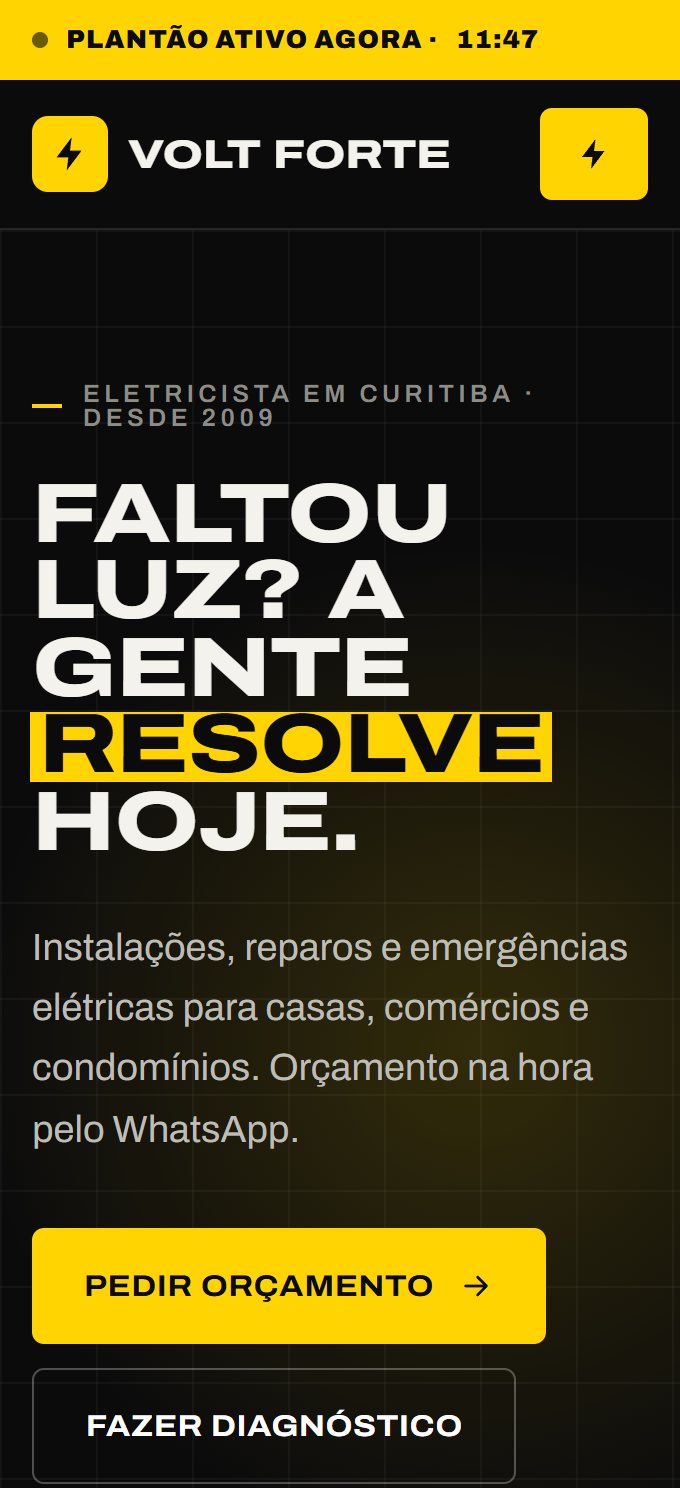 Site do eletricista no celular