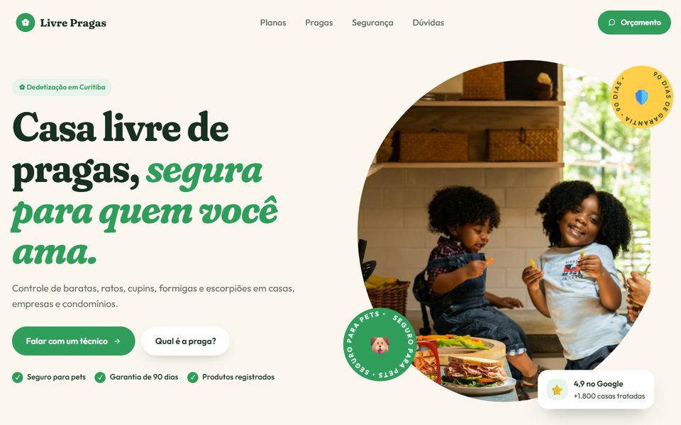 Modelo de site para dedetizadora