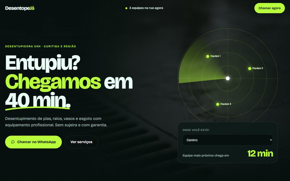 Modelo de site para desentupidora