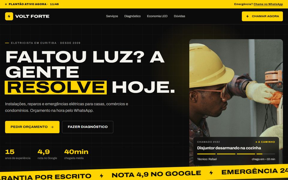Modelo de site para eletricista