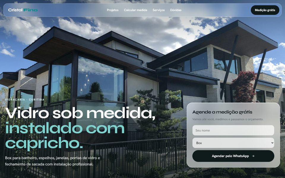 Modelo de site para vidraçaria